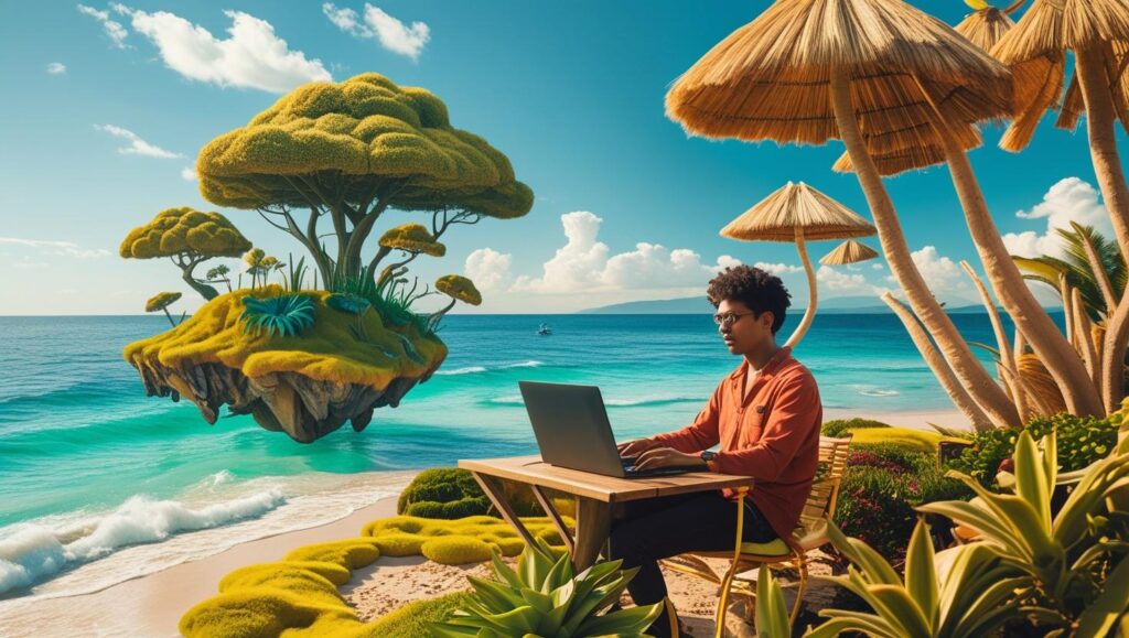 remote work productivity tools illustration